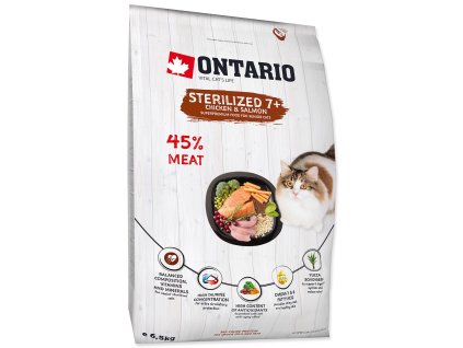 Krmivo Ontario Cat Sterilised 7+ Senior 6,5kg