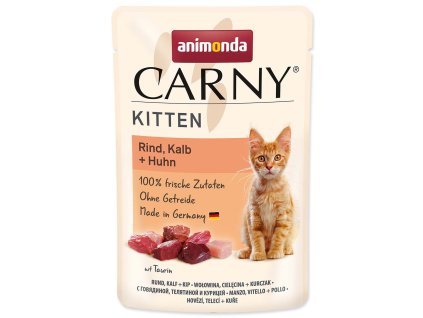 Kapsička Animonda Carny Kitten hovězí, telecí a kuře 85 g