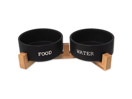 Set Dog Fantasy misky keramické se stojanem černé 2x 16x6,5cm, 850ml