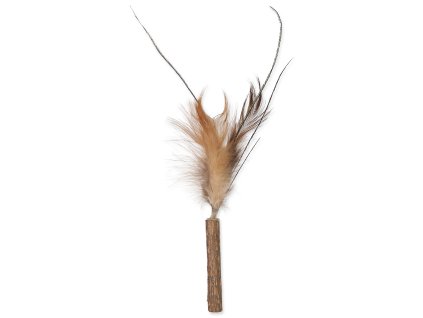 Hračka Magic Cat Natural Fun dřívko s přírodními pírky 6cm