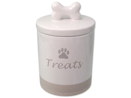 Dóza Dog Fantasy keramická na pamlsky bílá s úchytkou 13,5x21,5cm, 1500ml