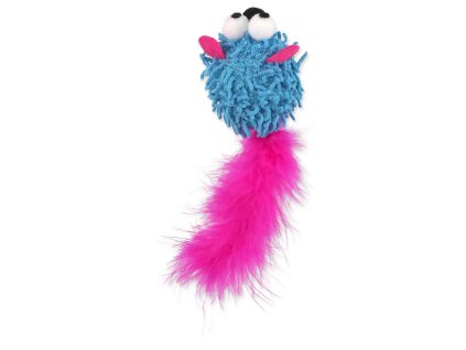 Hračka Magic Cat Rainbow Relax myš s pírkem a šantou kočičí modrá 6cm