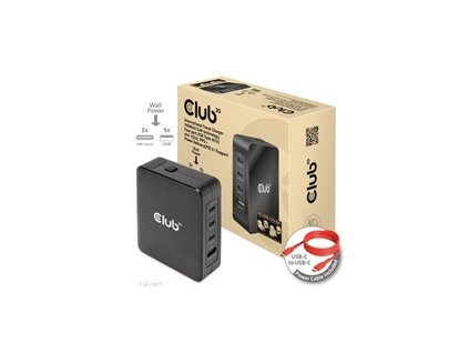 Club3D cestovní nabíječka 140W GaN technologie, 3xUSB-C, 1xUSB-A, PPS + PD 3.1 Support