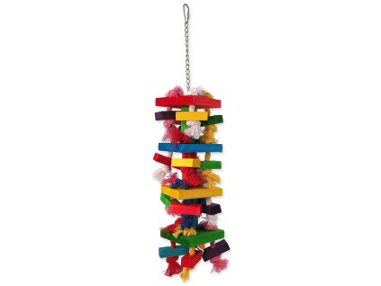 Hračka Bird Jewel závěsná s provazy a dřívky barevná 54cm