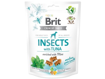 Pochoutka Brit Care Dog Crunchy Cracker Insects, tuňák s mátou 200g