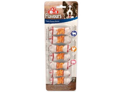 Pochoutka 8in1 Triple Flavour kost žvýkací XS 7ks