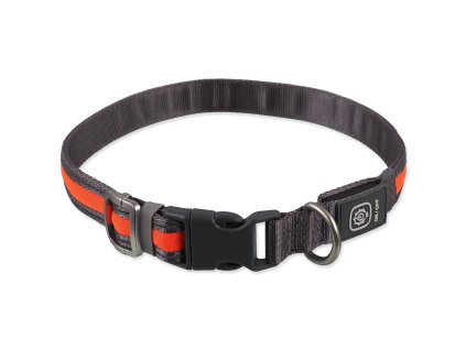 Obojek Dog Fantasy USB LED nylonový svítící S-M oranžový 1,9x35-50cm