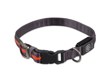 Obojek Dog Fantasy USB LED nylonový svítící M-L oranžový 2,5x45-65cm