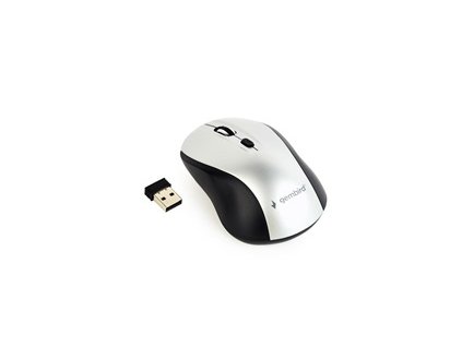 GEMBIRD myš MUSW-4B-02-BS, černo-stříbrná, bezdrátová, USB nano receiver
