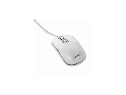 GEMBIRD myš MUS-4B-06-WS, drátová, optická, USB, bílá/stříbrná