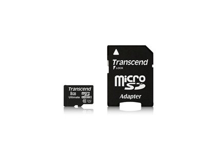 TRANSCEND MicroSDHC karta 8GB Ultimate, Class 10 UHS-I 600x, MLC + adaptér