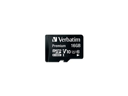 VERBATIM MicroSDHC karta 16GB Premium, U1 + SD adaptér