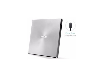 ASUS DVD ZenDrive SDRW-08U9M-U SILVER, External Slim DVD-RW, USB Type-C/Type-A, M-DISC