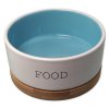 Miska Dog Fantasy keramická FOOD bílá/modrá s podtáckem 13x5,5cm, 400ml