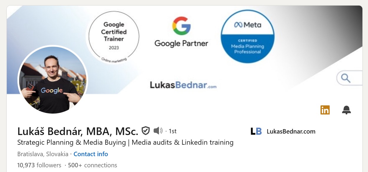 LinkedIn Lukáš Bednár - ako by mal vyzerať váš profil