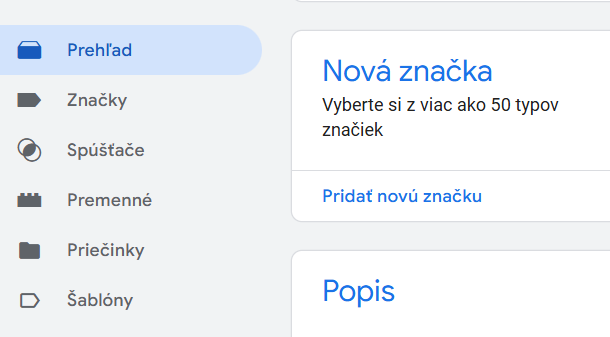 Menu v Google Tag Manager s DigiSkilly.