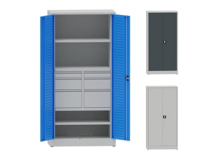 10271 kovova dilenska skrin perfo 2 police 6 zasuvek