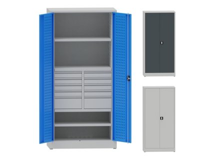 10298 kovova dilenska skrin perfo 2 police 10 zasuvek