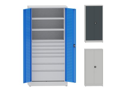 10304 kovova dilenska skrin perfo 2 police 7 zasuvek