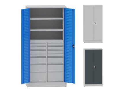 10310 kovova dilenska skrin perfo 2 police 14 zasuvek