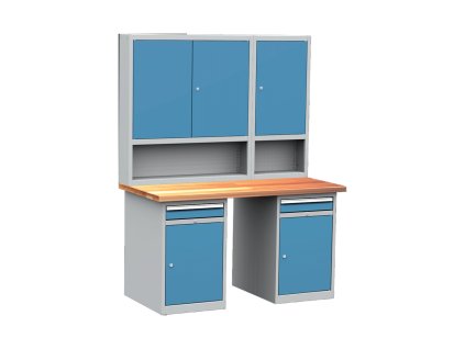 Dílenský stůl montovaný PROFI, sestava 1, 195 x 150 x 75 cm