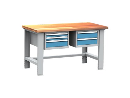 Dílenský stůl montovaný PROFI, 5 zásuvek, 83-107 x 150 x 75 cm