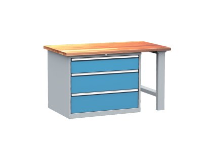 Dílenský stůl montovaný PROFI, 3 zásuvky LONG 1, 85 x 150 x 75 cm