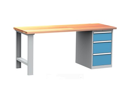 Dílenský stůl montovaný PROFI, 3 zásuvky, 85 x 200 x 75 cm