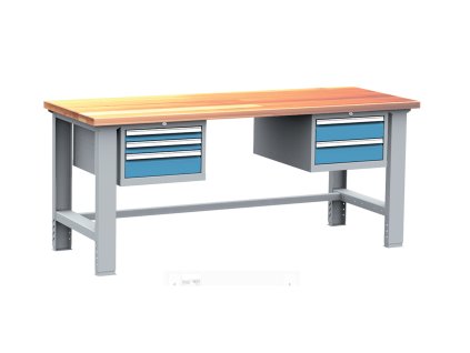 Dílenský stůl montovaný PROFI, 5 zásuvek, 83-107 x 200 x 75 cm