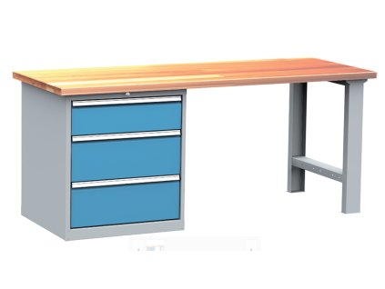 Dílenský stůl montovaný PROFI, 3 zásuvky LONG , 85 x 200 x 75 cm