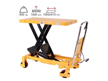 Mobilní hydraulický zvedací stůl, do 800 kg, deska 100 x 51,5 cm