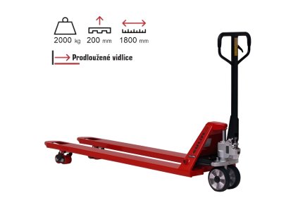 Paletový vozík s dlouhými vidlicemi, do 2 t, gumová řídicí kola