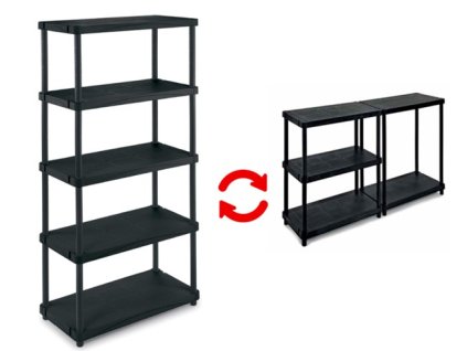 Plastový regál 173,4 x 80 x 40 cm cm, 45 kg/pol.