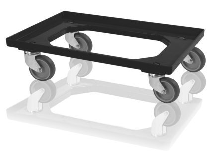 Podvozek pro přepravky 2 otočná + 2 pevná kola - černý