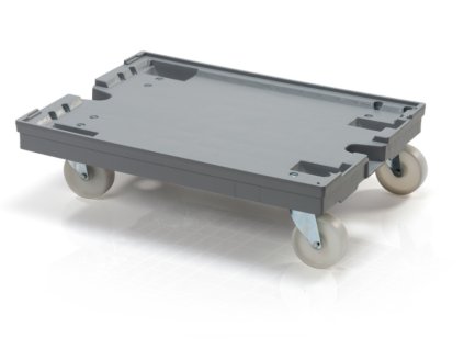 Podvozek pro přepravky plastový 80 x 60 cm, 2 otočná + 2 pevná polyamidová kola
