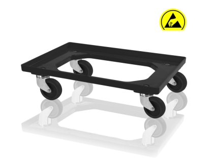 Podvozek pro přepravky 60 x 40 cm, ESD, polyamidová kola
