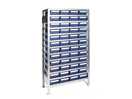 Regál s 48 zásuvnými boxy, 200 x 100 x 40 cm