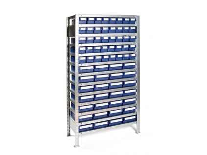 Regál s 40 + 28 zásuvnými boxy, 200 x 100 x 40 cm