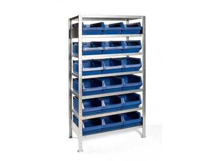 Regál s 18 zásuvnými boxy, 200 x 100 x 50 cm