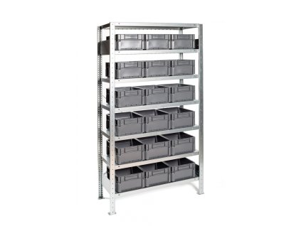 Regál s 18 zásuvnými boxy, 200 x 100 x 40 cm