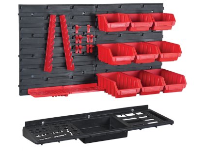 Plastový panel fixing wall medium s držáky nářadí a ergoboxy