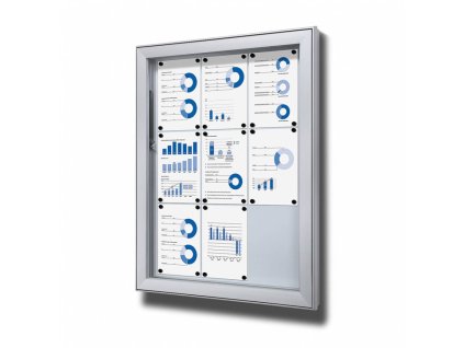 Venkovní magnetická vitrína L (extra hluboká), 9 x A4, stříbrná, 0,8 x 1 m