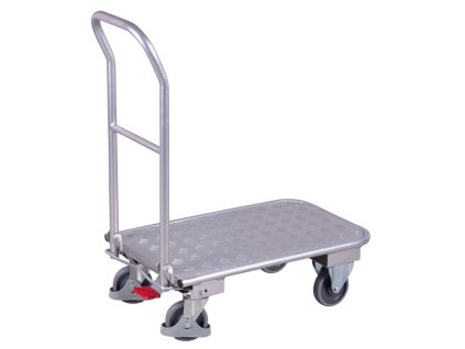 Hliníkový plošinový vozík se sklopným madlem, Variofit, ložná plocha 90 x 60 cm, do 150 kg