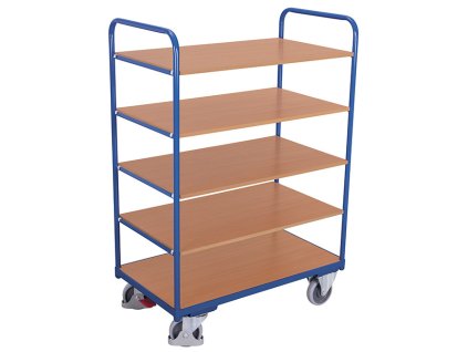 Vysoký policový vozík, 5 polic, Variofit, užitná plocha 100 x 60 cm, do 250 kg, modrá/antracit (Barva antracit RAL7016)