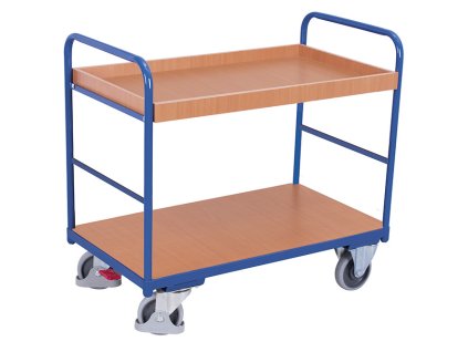 Policový vozík, 2 police s ohraněním, Variofit, ložná plocha 120 x 80 cm, do 250 kg, modrá/antracit (Barva antracit RAL7016)