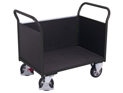 Plošinový vozík se dvěma madly a boční stěnou s plnou výplní, Variofit, ložná plocha 119 x 76 cm, do 1000 kg, modrá/antracit