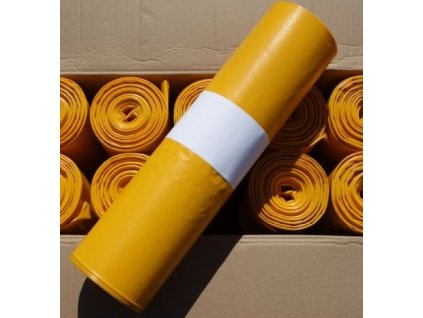 Odpadkové pytle žluté 120 l – LDPE, tloušťka 40 mikronů, role 10 ks