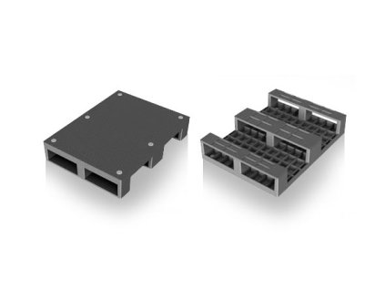 Plastová paleta vystužená pro vysokou zátěž, 80 x 60 x 15 cm