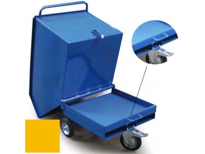 Výklopný vozík na špony, třísky 400 litrů, s kapsami pro stohovač, žlutý