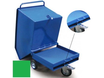 Výklopný vozík na špony, třísky 600 litrů, s kapsami pro stohovač, zelený